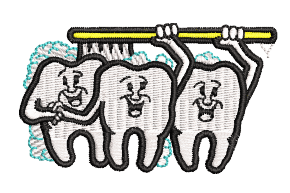 Adorable Toothbrush and Tooth Embroidery Design
