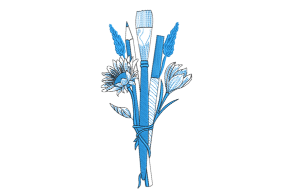 Blue Art Tools Bouquet: A Standout Design