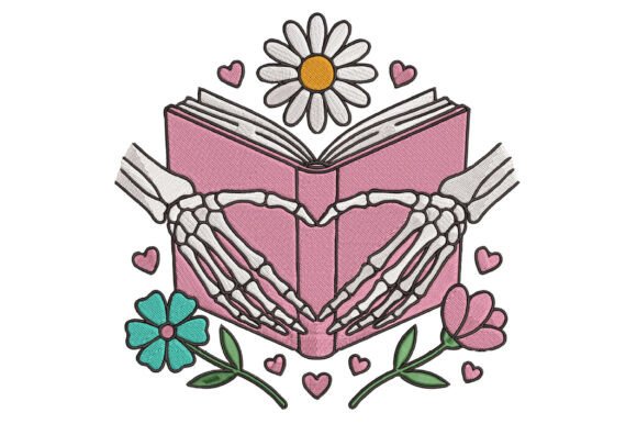 Book Skull Embroidery for Unique Apparel