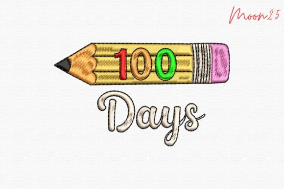 Charming 100 Days Pencil School Embroidery