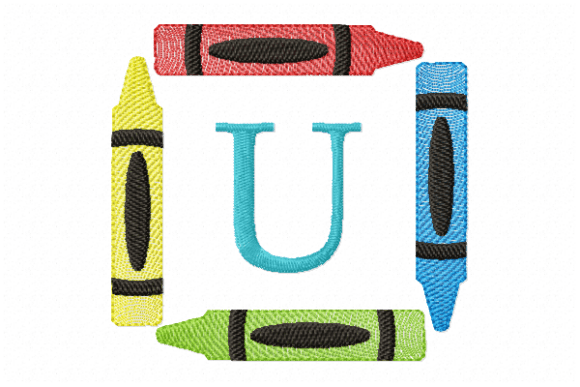 Charming Crayons Frame Monogram Letter U