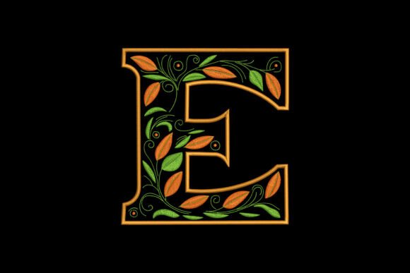Charming Floral Alphabet Letter E for Apparel