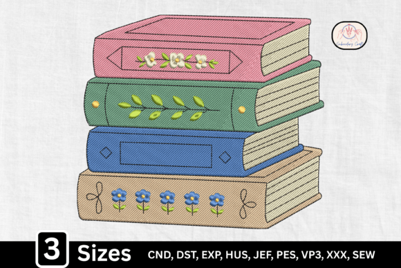 Charming Floral Book Lover Stacked Design