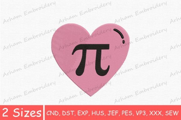 Charming Math Lover Pi Heart Embroidery