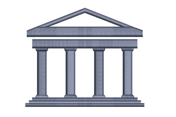 Classical Academic Building: A Dignified Embroidery Design