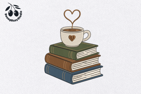 Coffee Books Embroidery Design: A Charming Addition