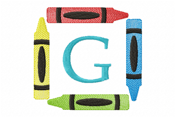 Crayons Frame Monogram Letter G: A Charming School Design