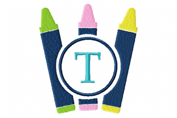 Crayons Frame Monogram Letter T: A Playful Touch