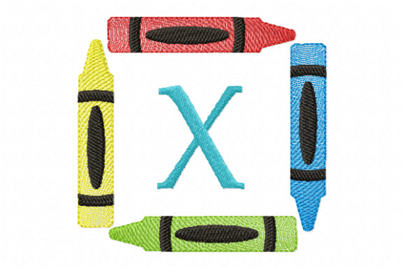Crayons Frame Monogram Letter X for Apparel