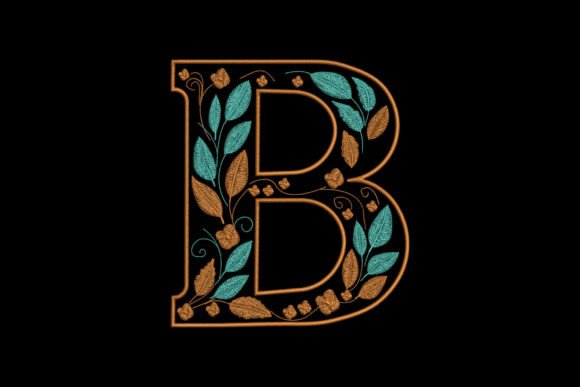 Floral Alphabet Letter B: A Charming Embroidery Design