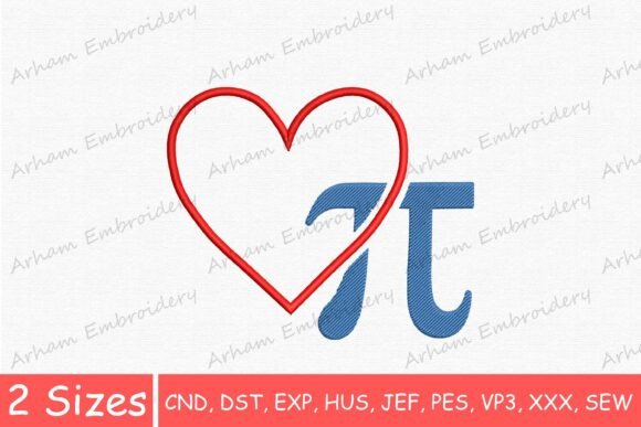 Love Pi Symbol: A Charming Embroidery Design