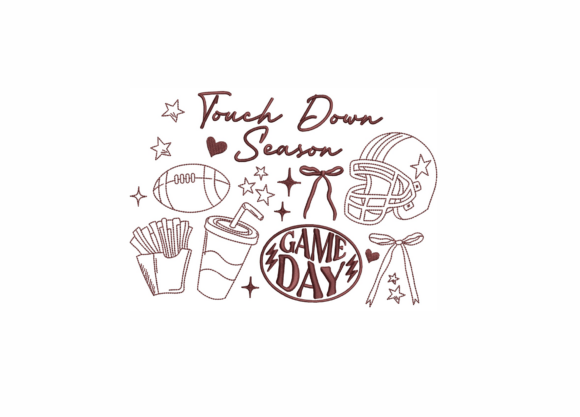 Touch Down Season: A Festive Embroidery Design for Football Fans